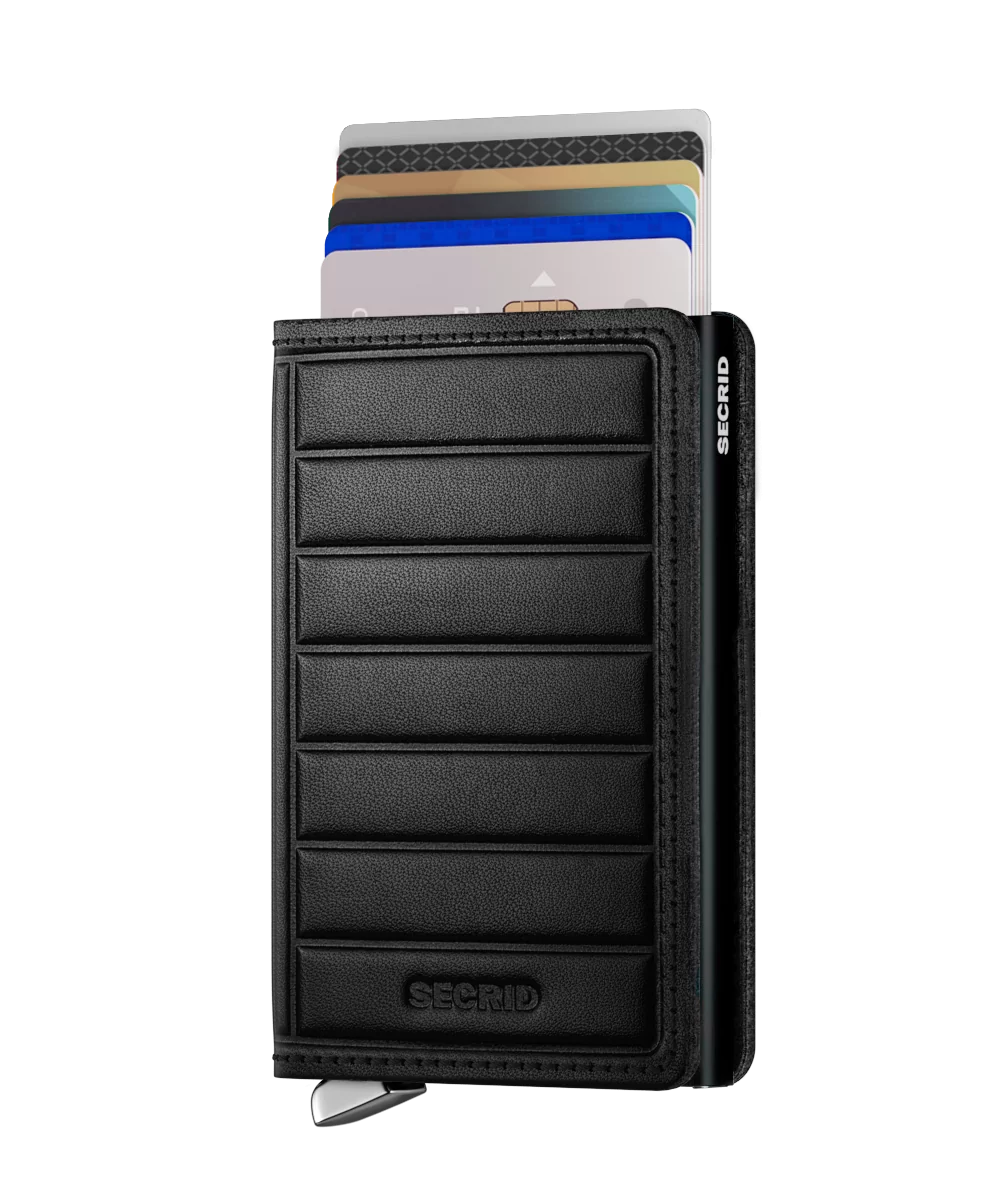 Secrid Premium Slimwallet Emboss Lines Black Front Cards