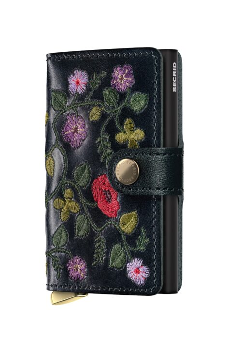 Original Jpg Stitch Floral Miniwallet Black Black Front