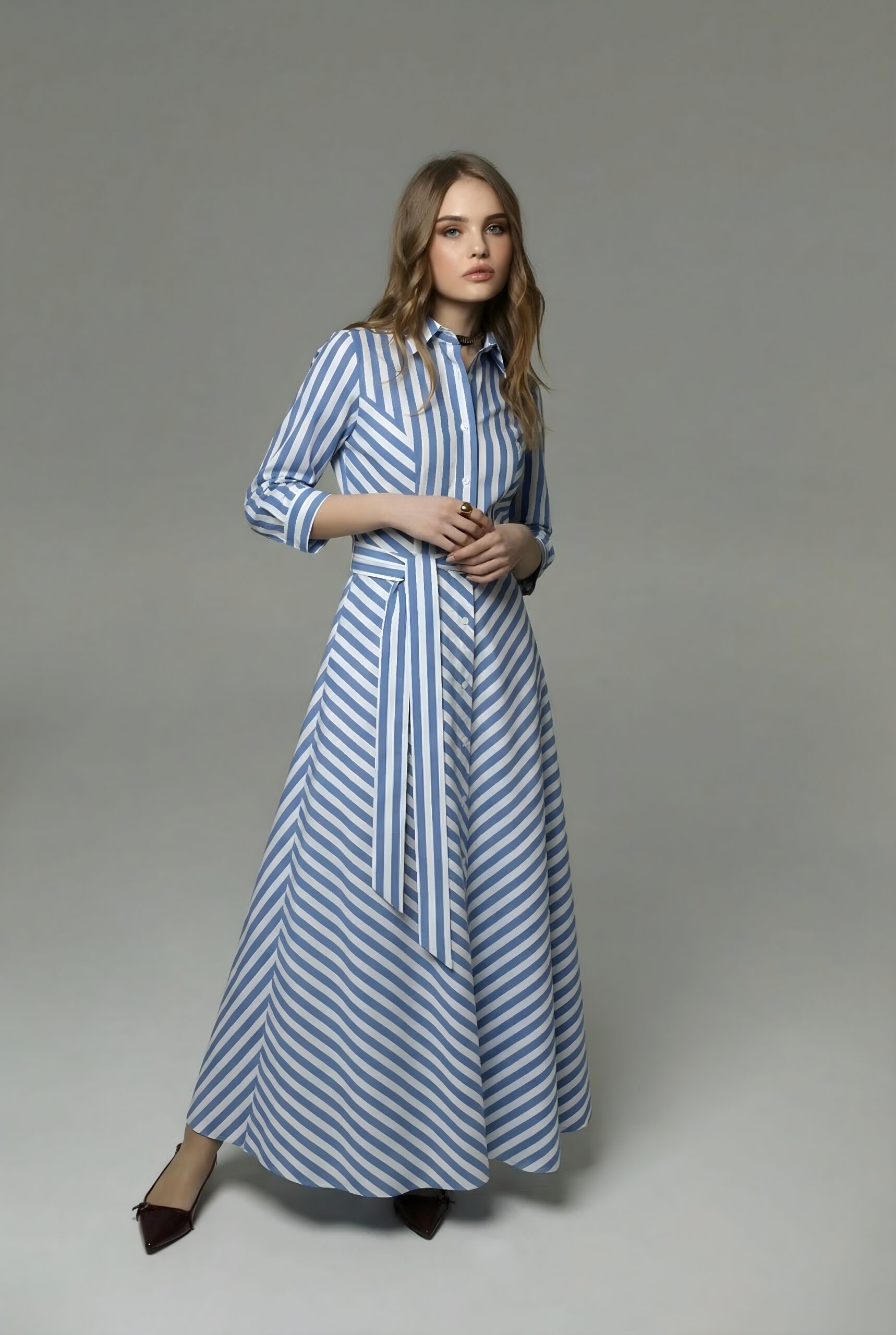 Blue Stripe Dress Duga Prugasta Plava Haljina 2