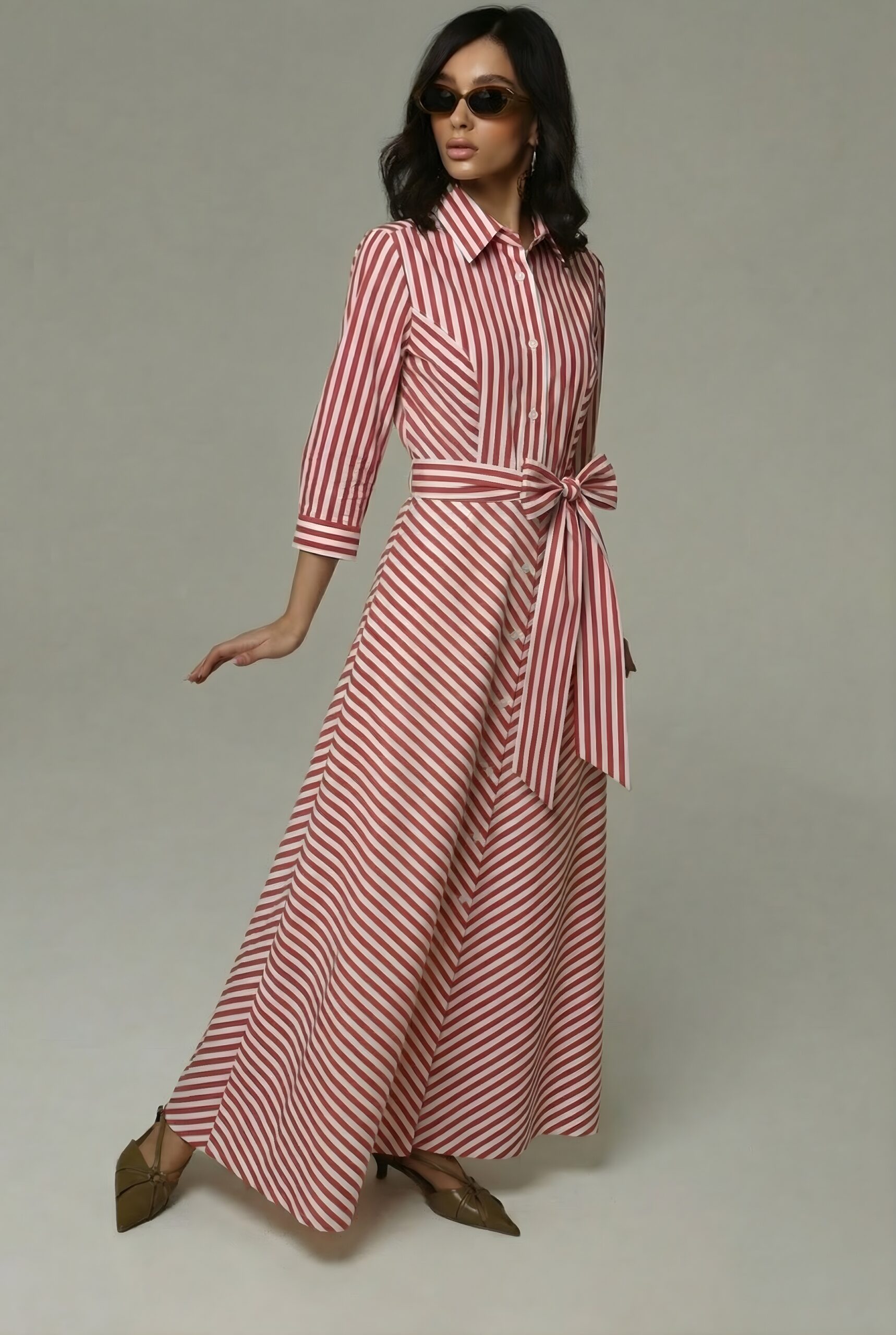 Red Stripe Dress Duga Prugasta Crvena Haljina 1