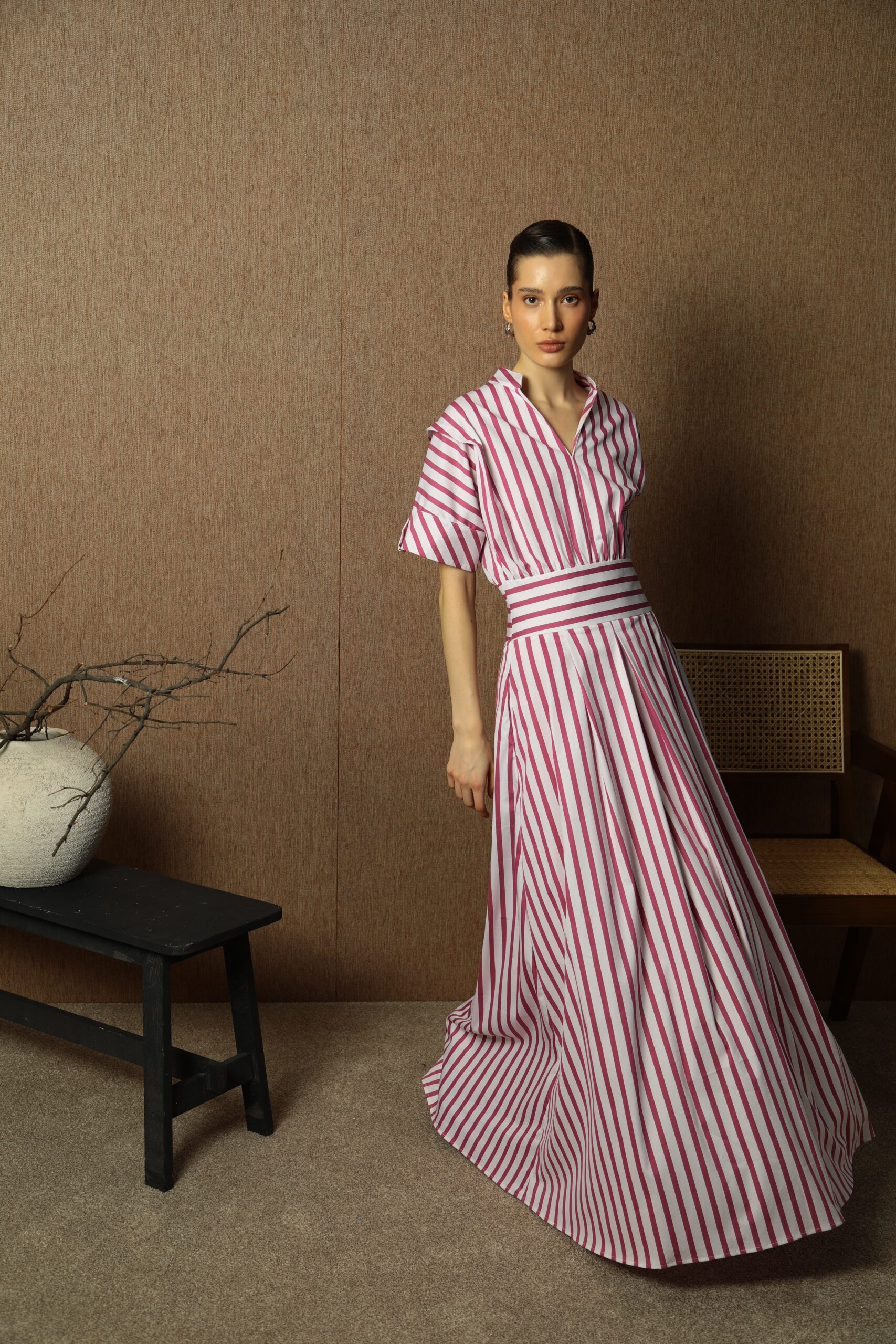 Montenegro Pink Stripes ženska Haljina 1