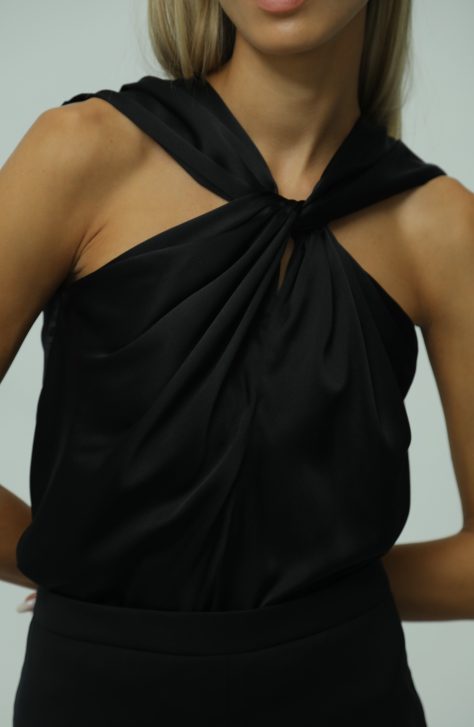 Essenza Black Crna Svilena Bluza